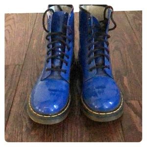 Electric blue patent leather Dr. Marten boots